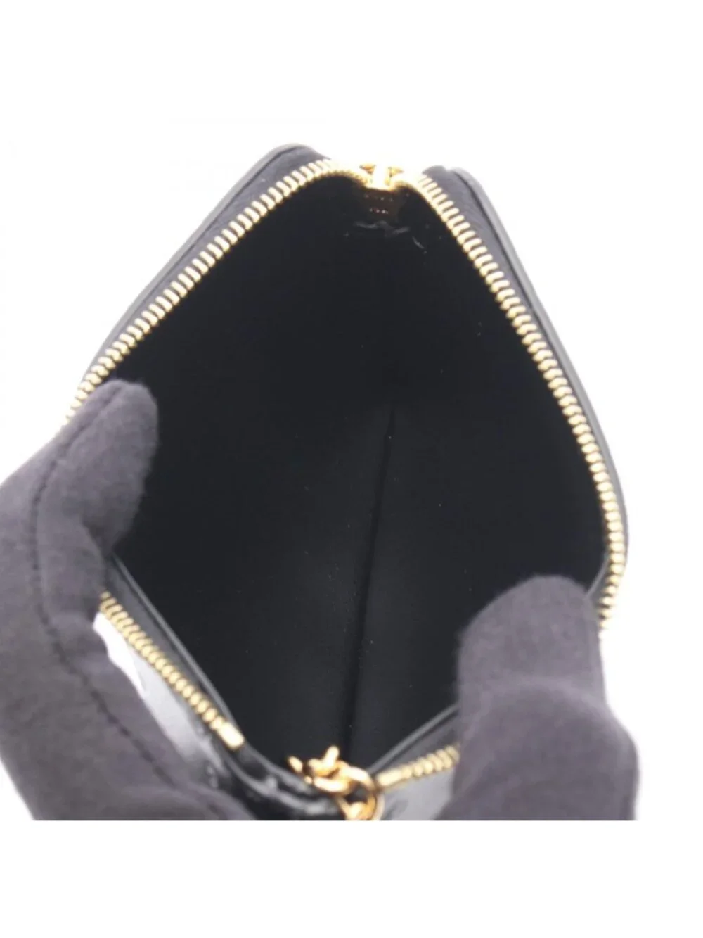 Celine Coin Case Triomphe with Key Ring Black Leather